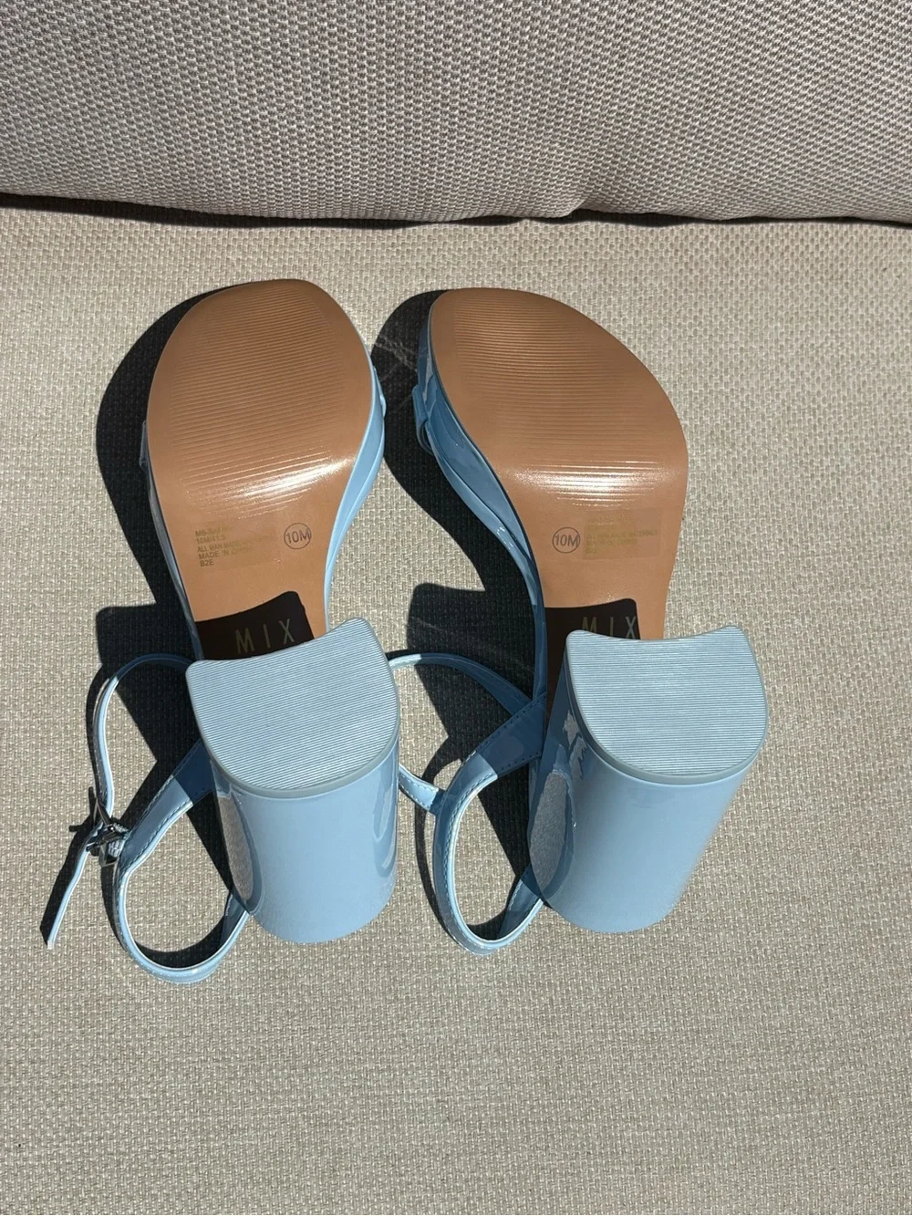 Mix No. 6 Light Blue Patent Platform Block Heel Sandals